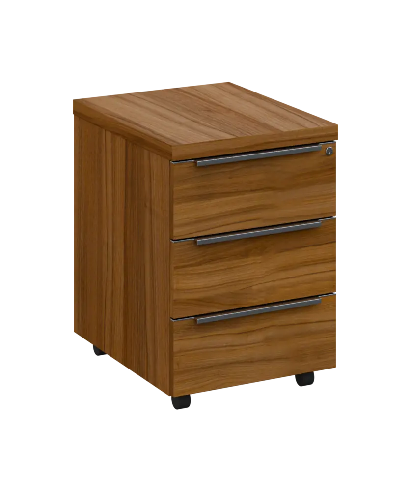 SIKC - 00 kontejner pojízdný, 3-zásuvkový, deska 18 mm, centrální zámek, ořech světlý